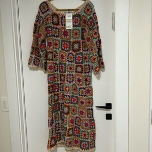 Zara brand new size L crochet handcrafted long dress, limited edition
